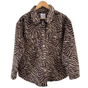 Le Lis Shacket Zebra Print Jacket Shirt Animal Print Brown Size Small